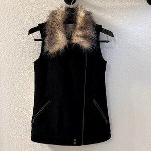 Thread & Supply Black Vest with Faux Fur Trim